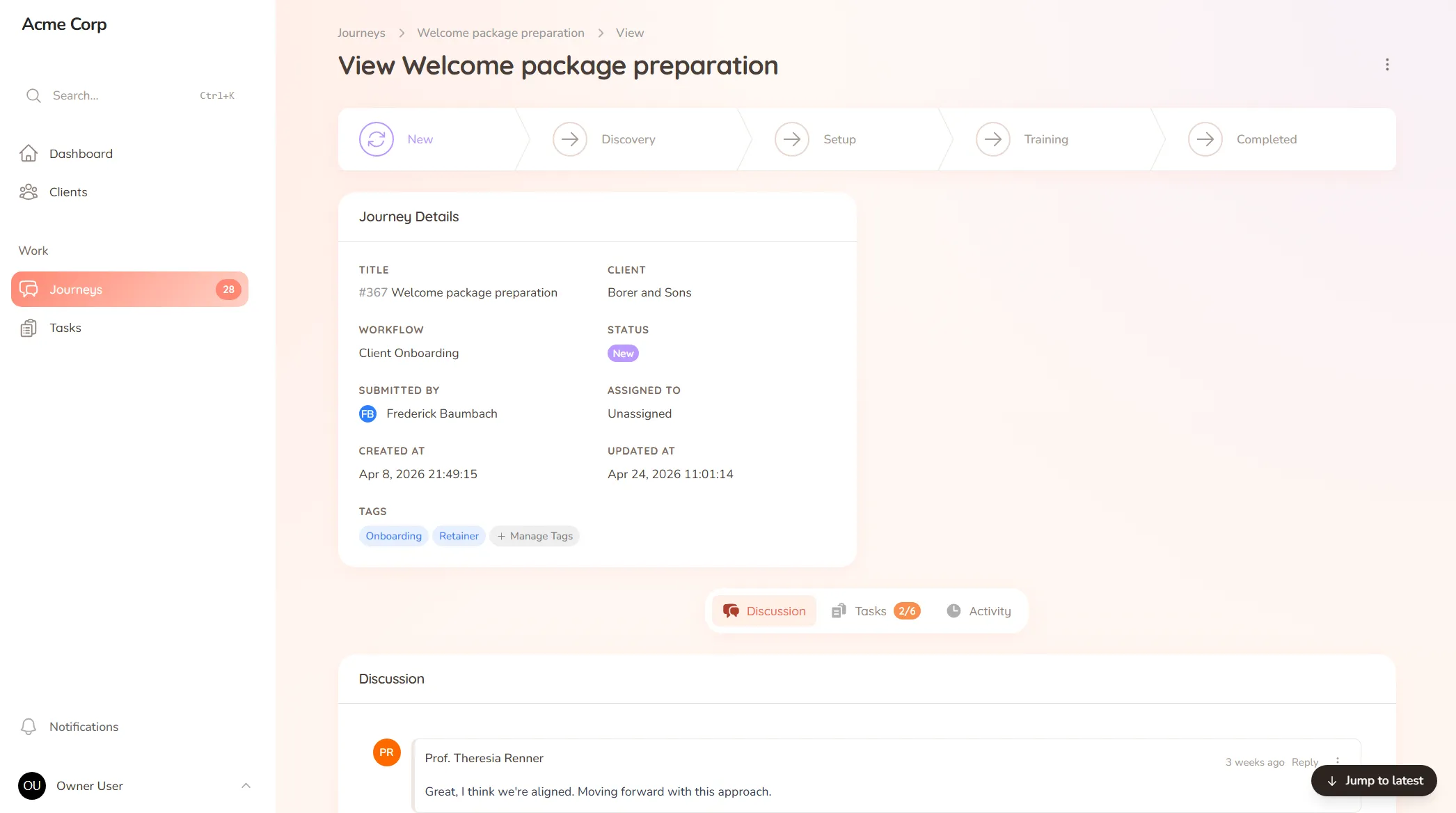 StellaJourney — A client communication tool that keeps context